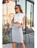 Fusta/rochie moale cu nervuri gri FG542 - Magazin online - Boutique